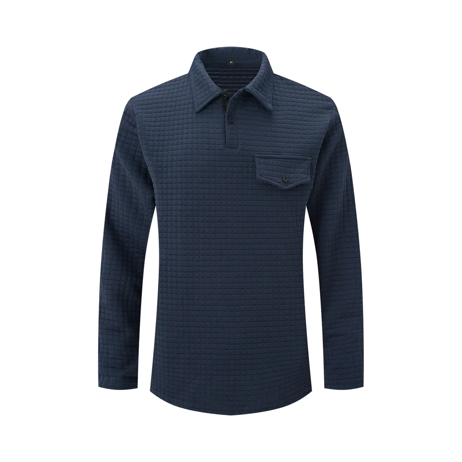 Men's Dark Gray Plaid Polo Shirt with Button Pocket - Image 11