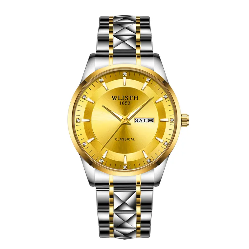 Men's Gold Silver Watch with Calendar & Waterproof Design - Image 7