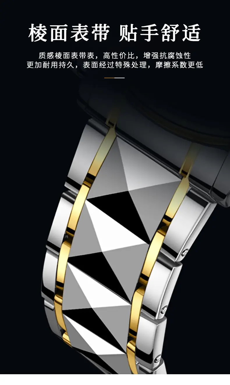Men's Gold Silver Watch with Calendar & Waterproof Design — feature 10