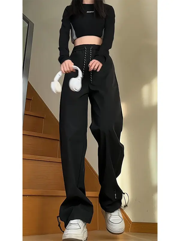 Men's White Windproof Wide-leg Assault Pants