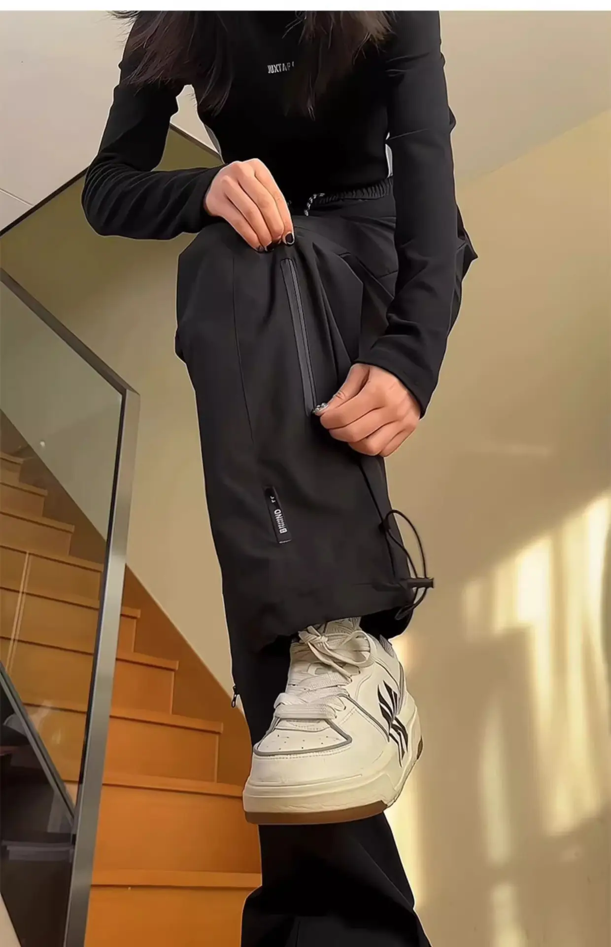 Men's White Windproof Wide-leg Assault Pants — feature 11