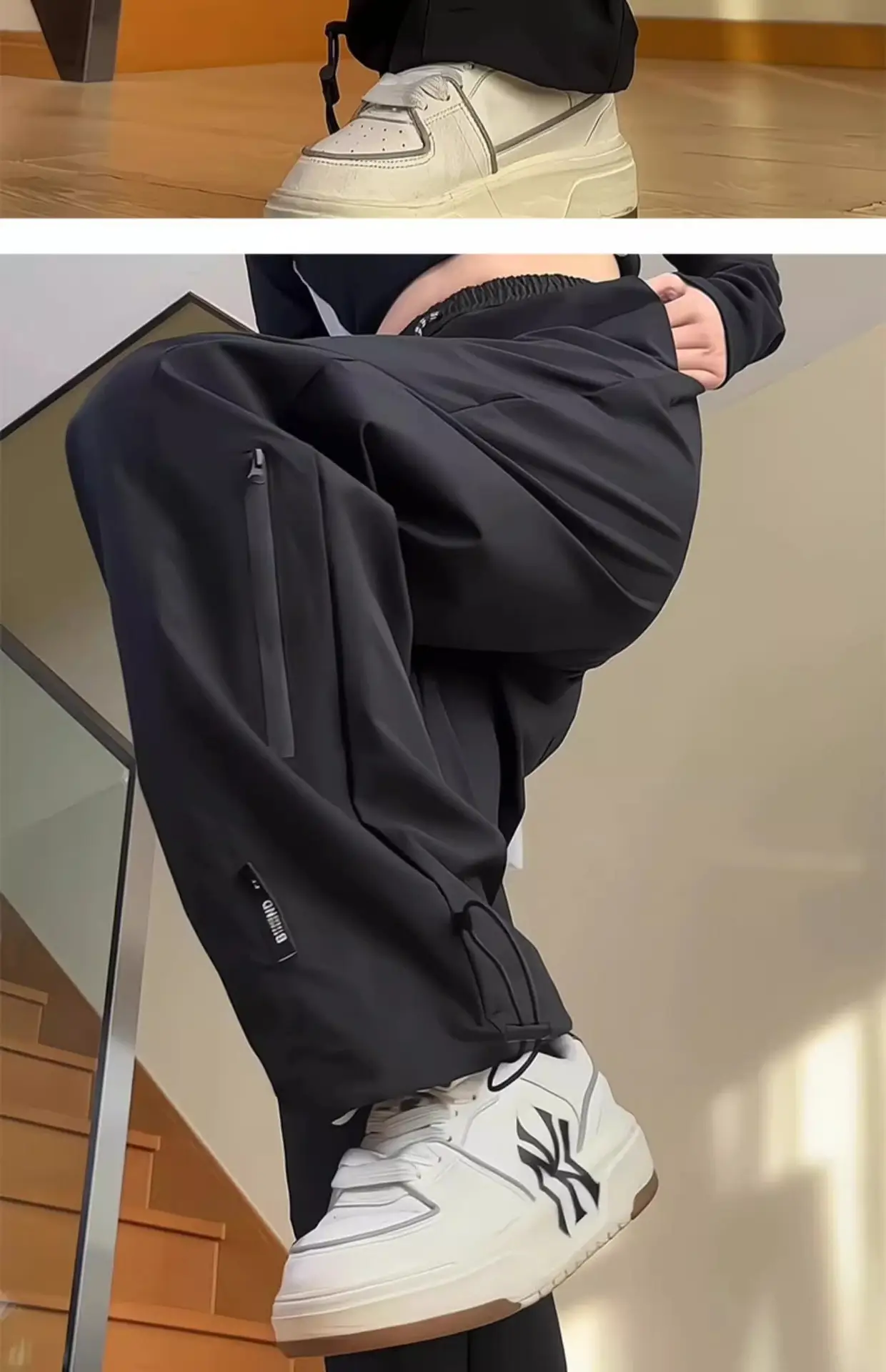 Men's White Windproof Wide-leg Assault Pants — feature 12