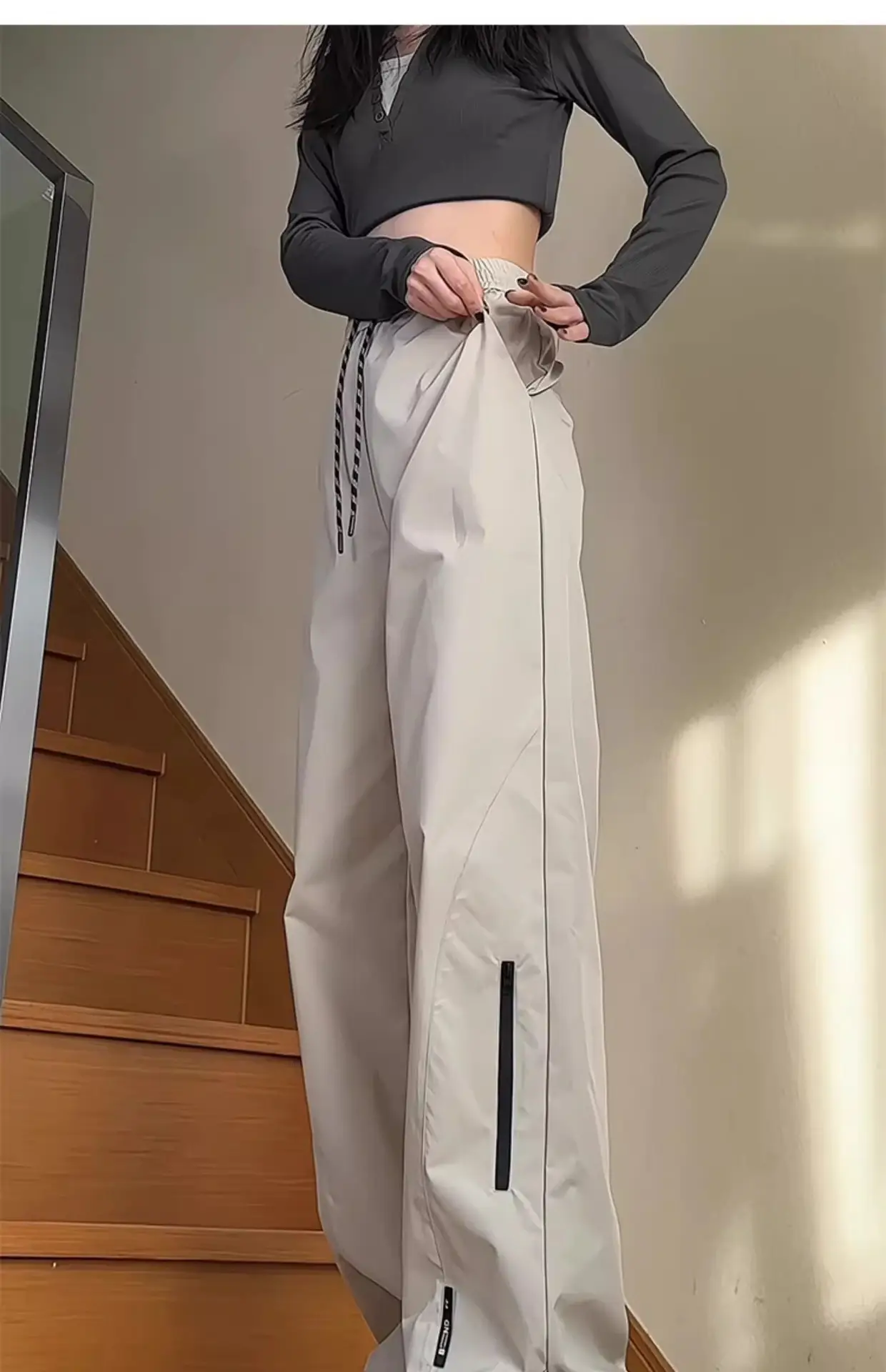 Men's White Windproof Wide-leg Assault Pants — feature 14