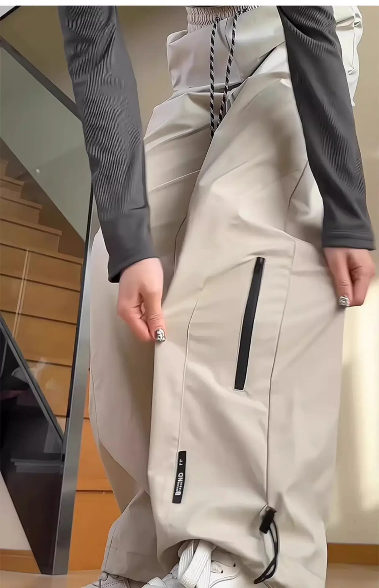 Men's White Windproof Wide-leg Assault Pants — feature 17