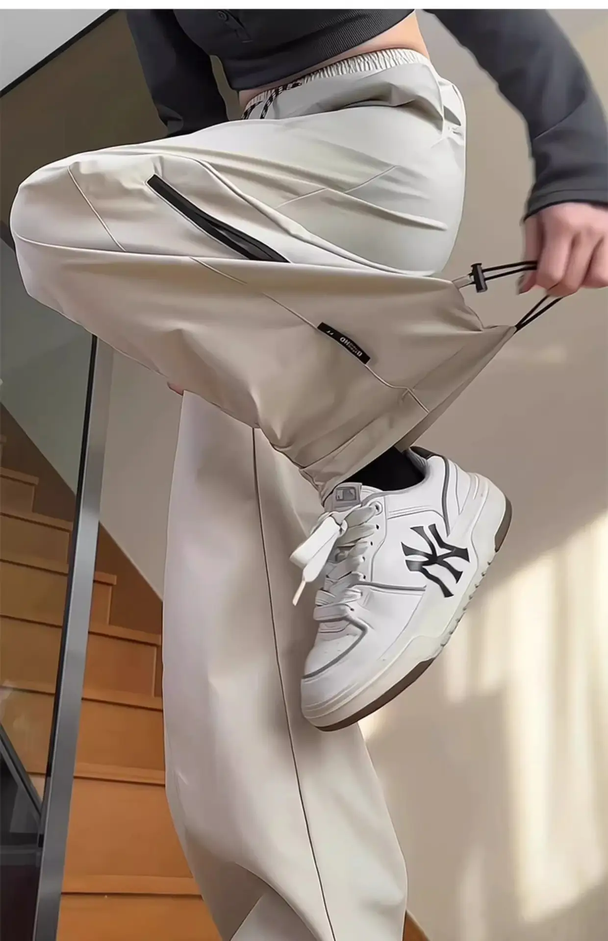 Men's White Windproof Wide-leg Assault Pants — feature 20