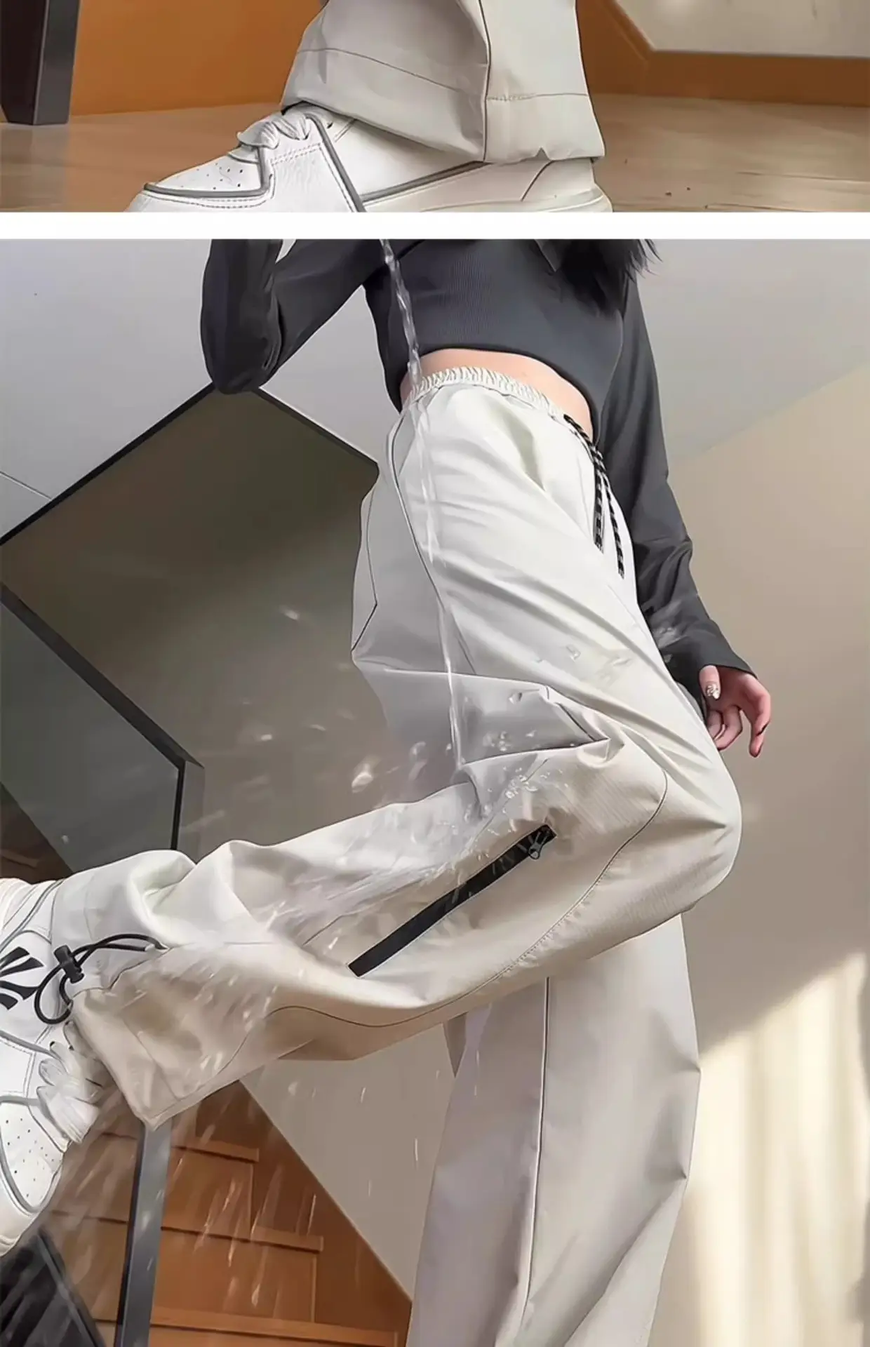 Men's White Windproof Wide-leg Assault Pants — feature 21