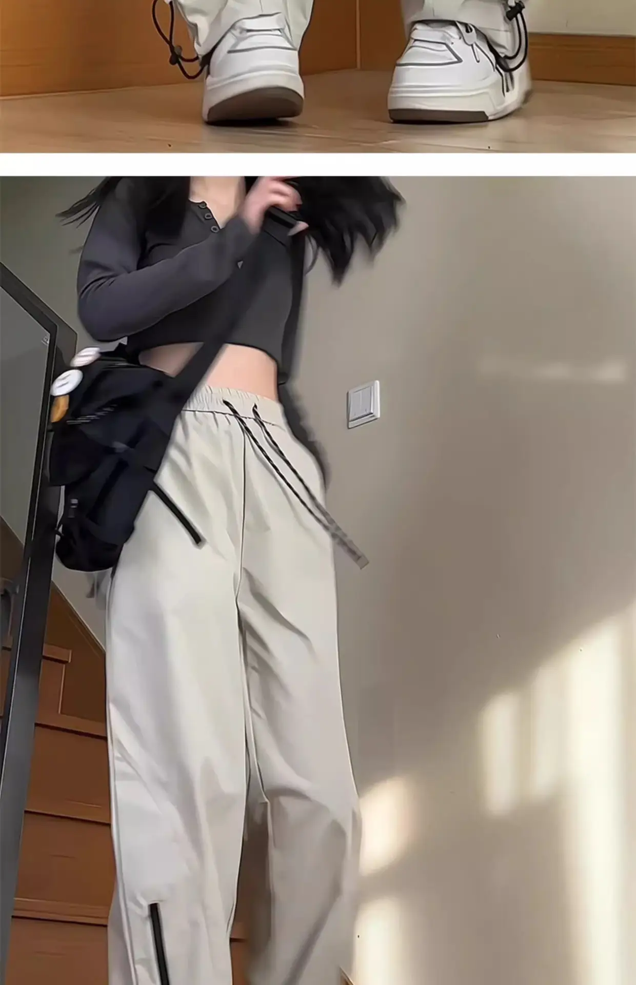 Men's White Windproof Wide-leg Assault Pants — feature 24
