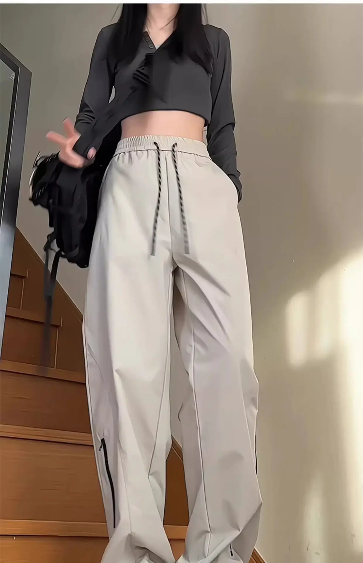 Men's White Windproof Wide-leg Assault Pants — feature 26