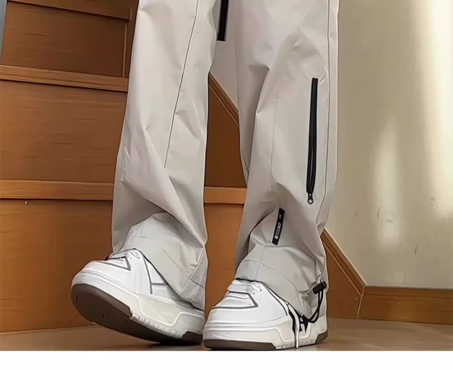 Men's White Windproof Wide-leg Assault Pants — feature 29