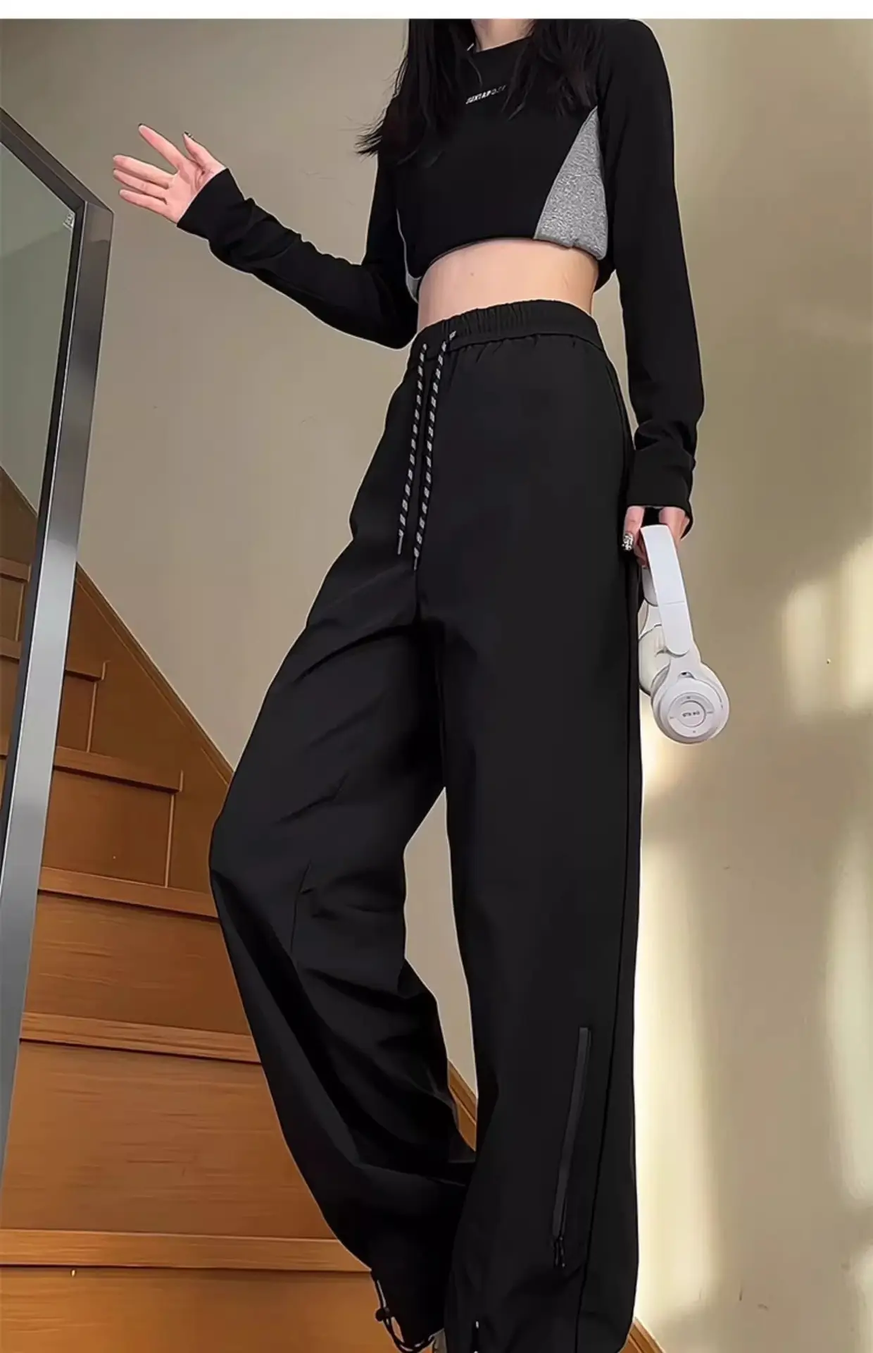 Men's White Windproof Wide-leg Assault Pants — feature 5