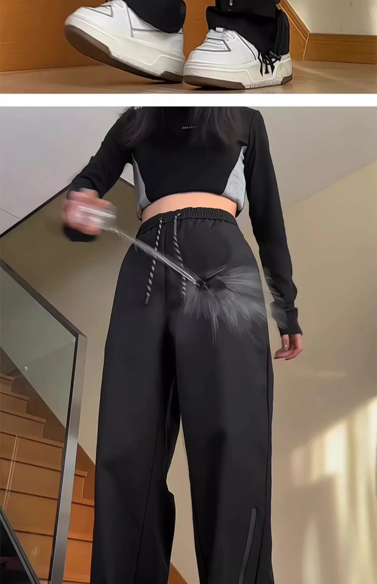 Men's White Windproof Wide-leg Assault Pants — feature 9