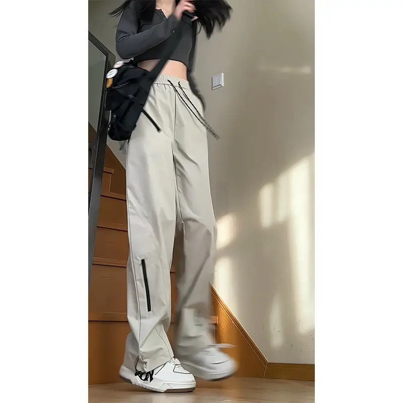 Men's White Windproof Wide-leg Assault Pants
