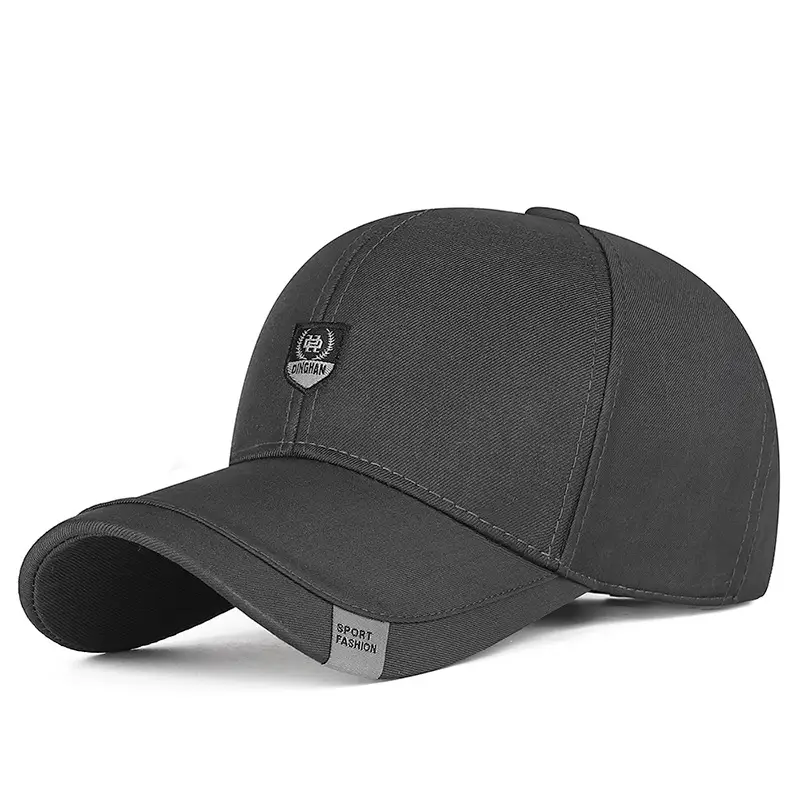 Men's Black Baseball Cap with Logo Adjustable Strap - Image 3