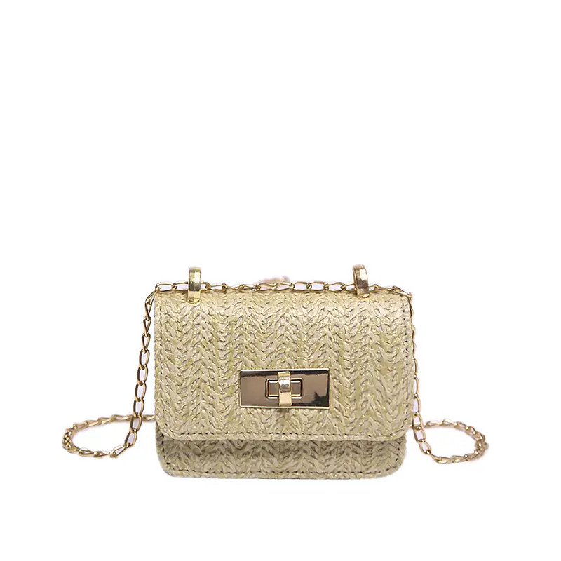 Women's White Straw Chain Crossbody Bag Small 2024 - Image 7