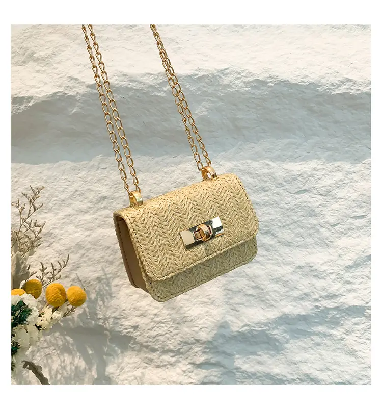 Women's White Straw Chain Crossbody Bag Small 2024 — feature 28