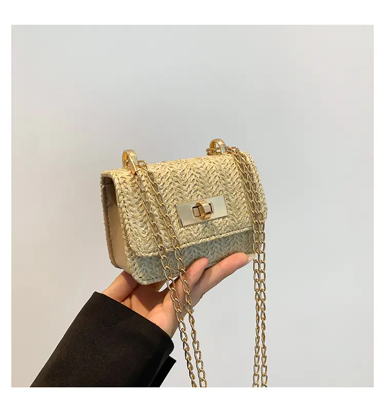 Women's White Straw Chain Crossbody Bag Small 2024 — feature 34