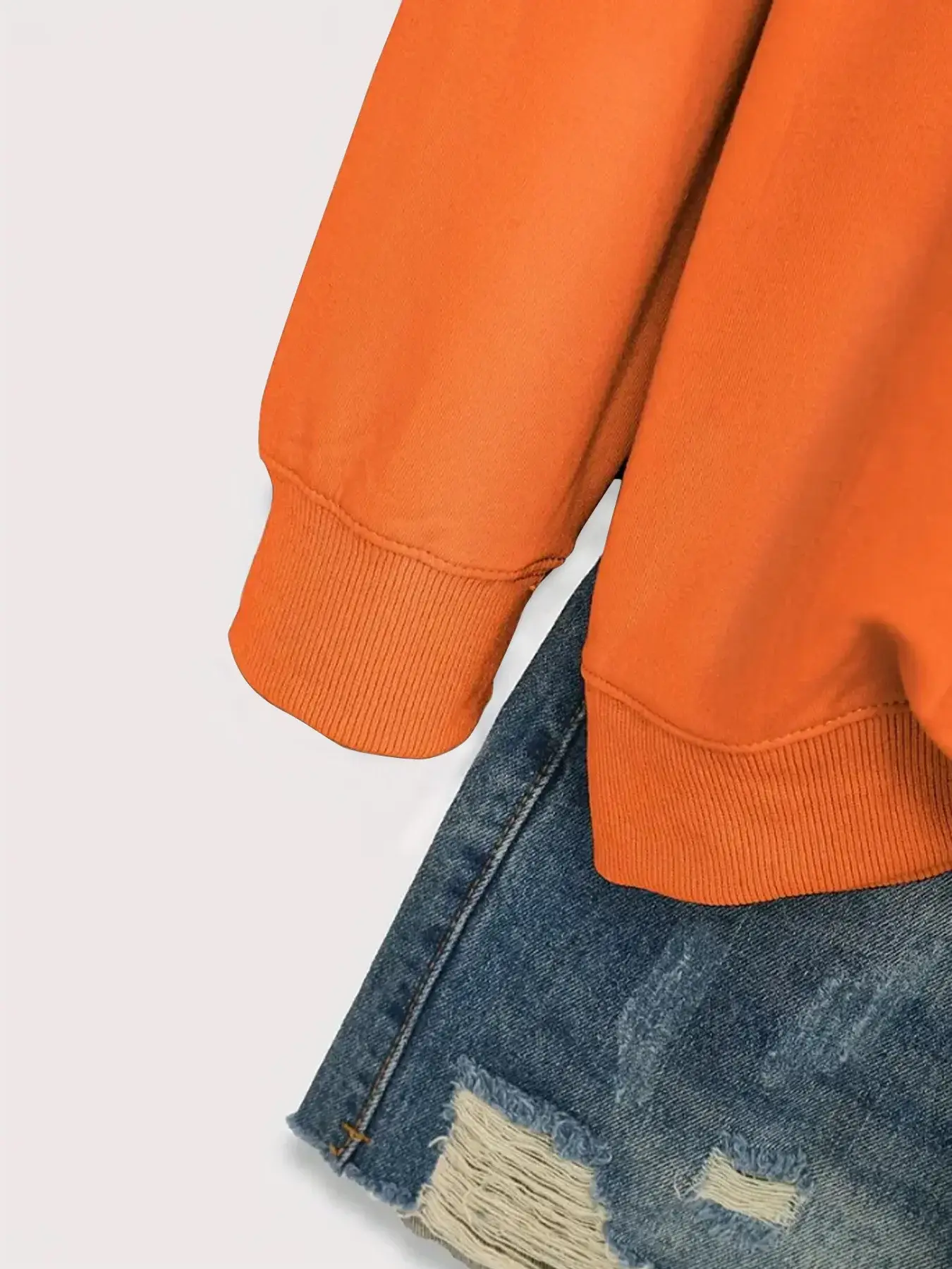 Women's Orange NOPE Slogan Sweatshirt Long Sleeve Round Neck — feature 12