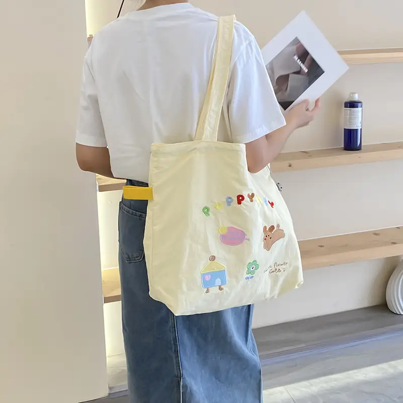 Brown Cartoon Drawstring Tote Bag for Women - Image 8