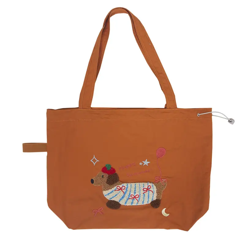 Brown Cartoon Drawstring Tote Bag for Women - Image 10