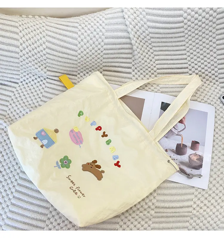 Brown Cartoon Drawstring Tote Bag for Women — feature 13