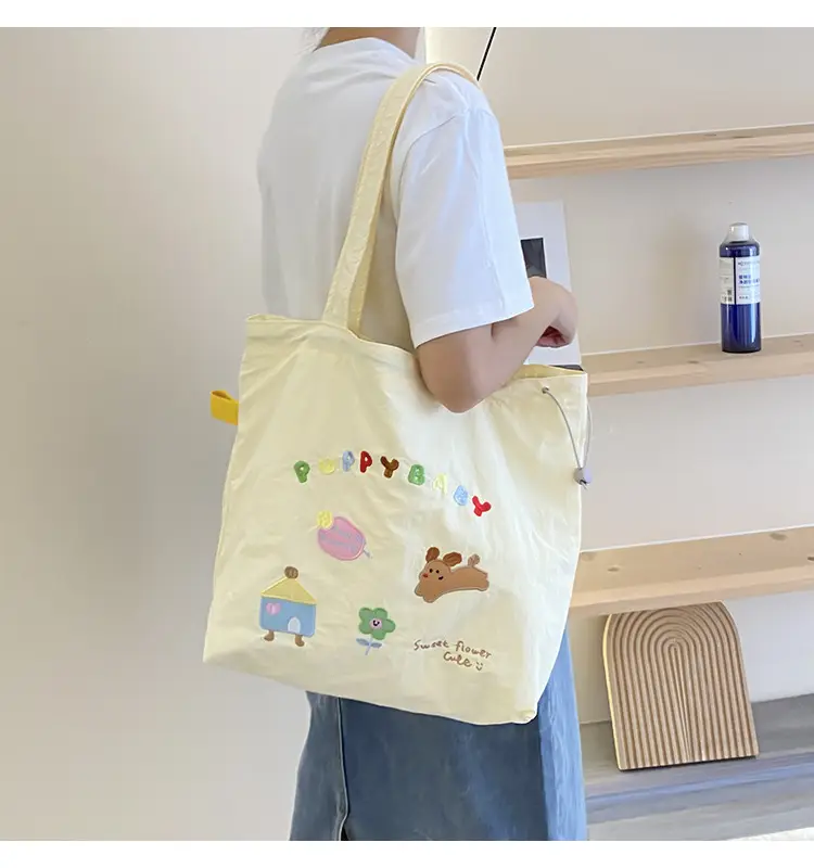 Brown Cartoon Drawstring Tote Bag for Women — feature 17