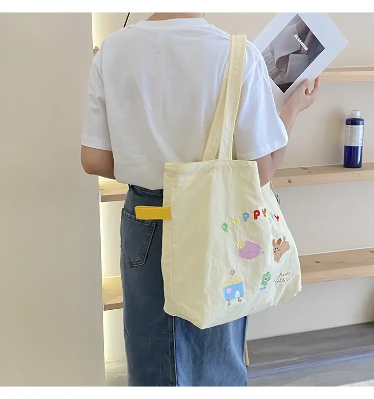 Brown Cartoon Drawstring Tote Bag for Women — feature 19
