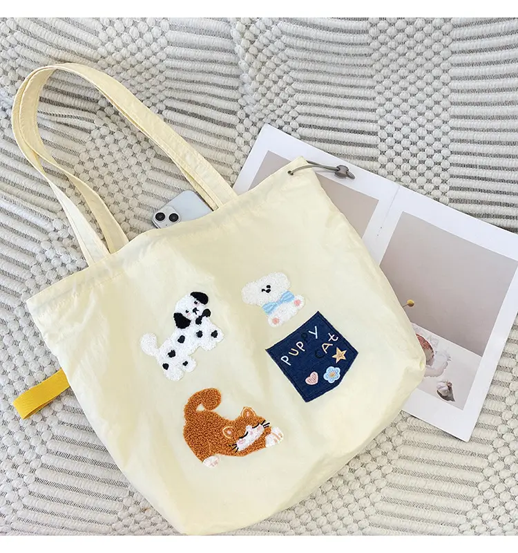 Brown Cartoon Drawstring Tote Bag for Women — feature 24