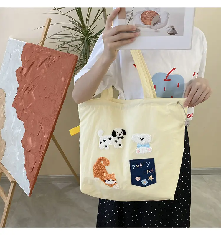 Brown Cartoon Drawstring Tote Bag for Women — feature 28