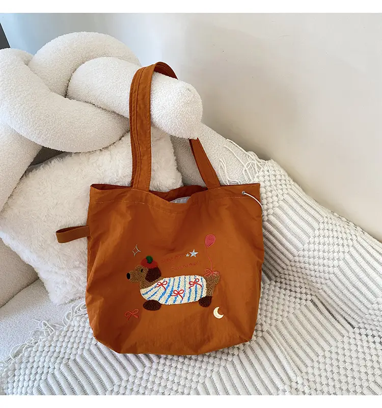 Brown Cartoon Drawstring Tote Bag for Women — feature 6