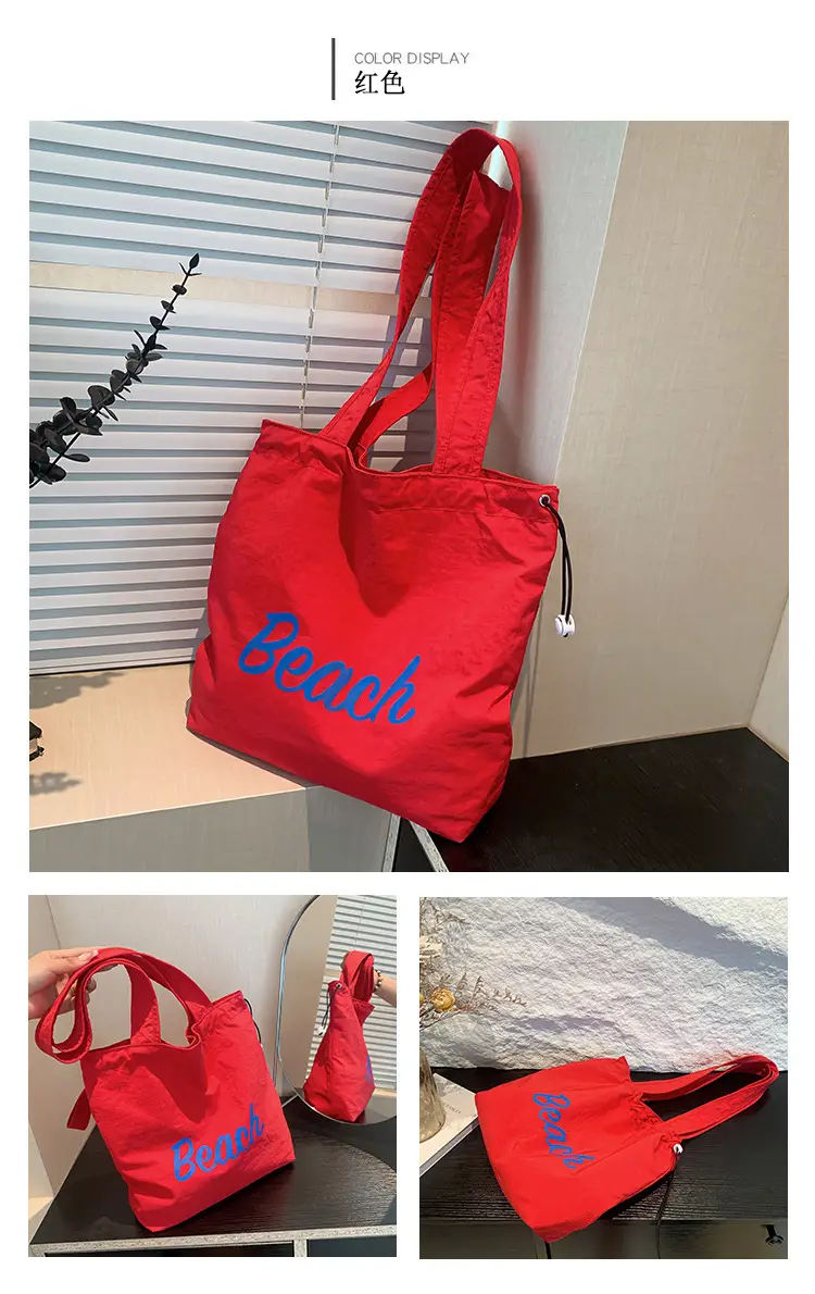 Red Beach Canvas Shoulder Bag Large Capacity — feature 12