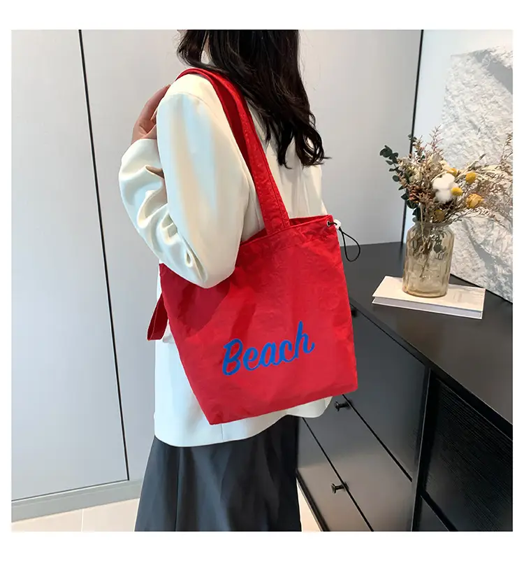 Red Beach Canvas Shoulder Bag Large Capacity — feature 19