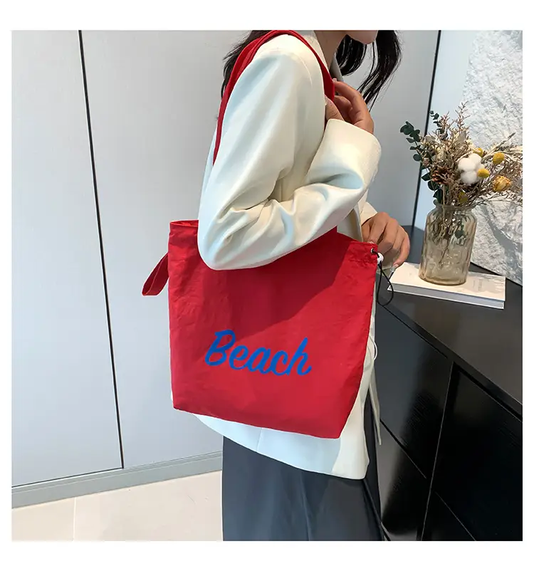 Red Beach Canvas Shoulder Bag Large Capacity — feature 20