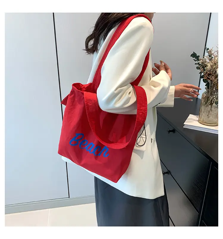 Red Beach Canvas Shoulder Bag Large Capacity — feature 21