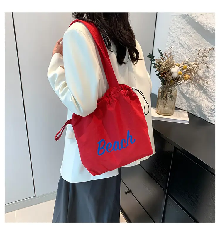 Red Beach Canvas Shoulder Bag Large Capacity — feature 22