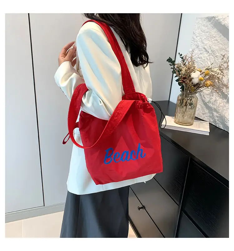 Red Beach Canvas Shoulder Bag Large Capacity — feature 23