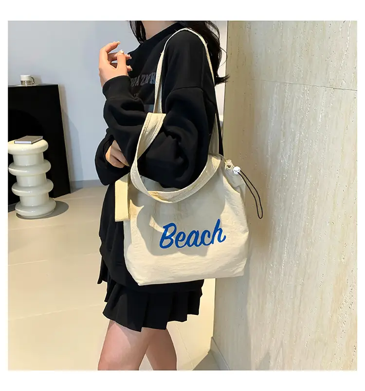 Red Beach Canvas Shoulder Bag Large Capacity — feature 31