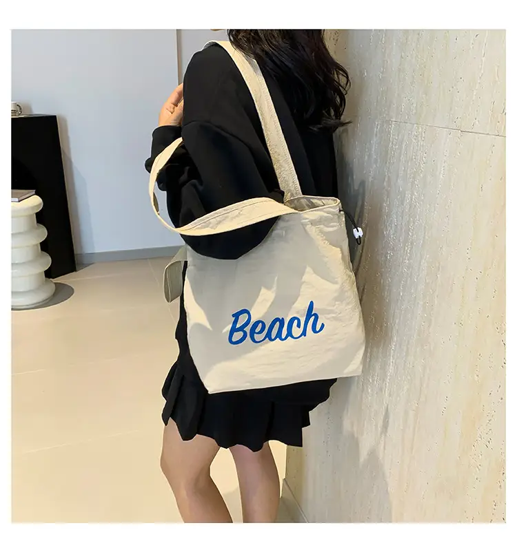 Red Beach Canvas Shoulder Bag Large Capacity — feature 33
