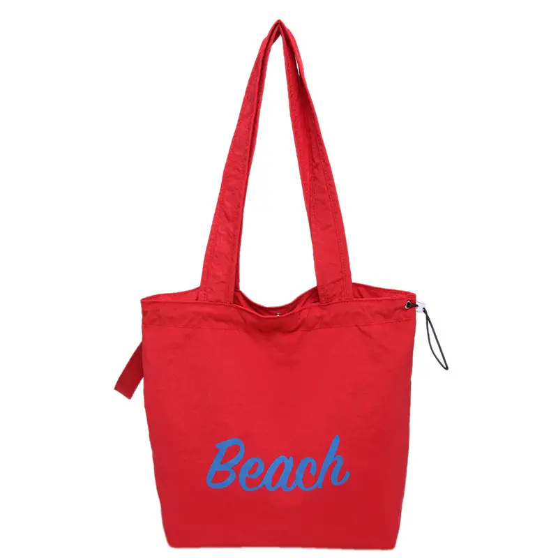 Red Beach Canvas Shoulder Bag Large Capacity - Image 4
