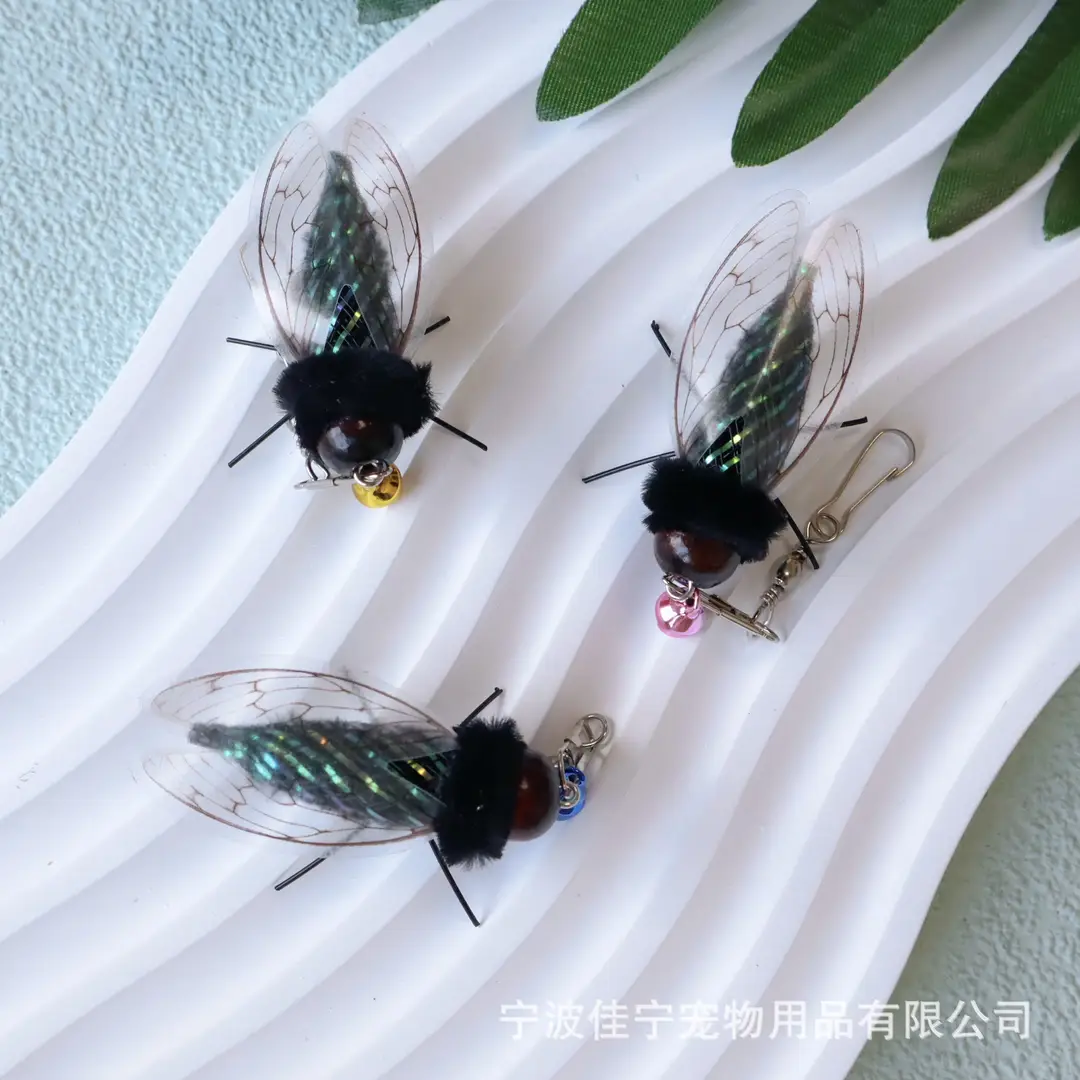 Explosions cross-border simulation insect cat stick replacement head cicar cat toy high color value small flying insect pet toy — feature 2