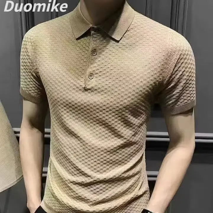 Men Slim Fit Knitted White Short Sleeve T-Shirt - Image 9