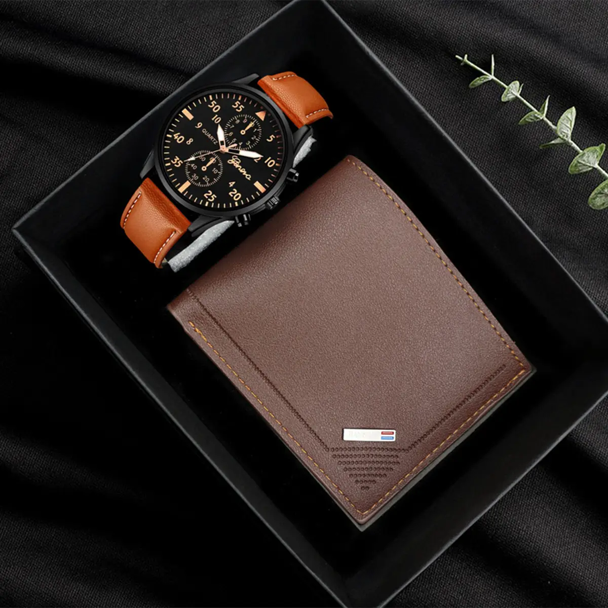 Men's Cross-Brand Leather Watch with 3 Straps Set - Image 12