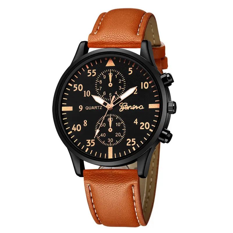 Men's Cross-Brand Leather Watch with 3 Straps Set - Image 8