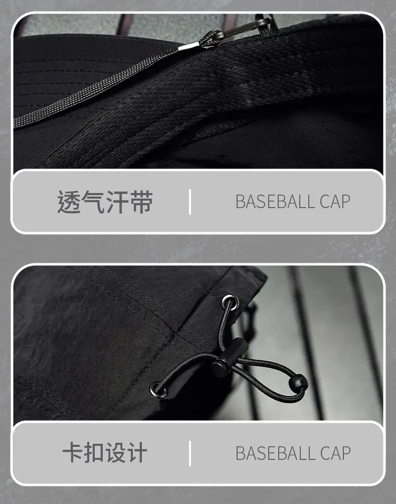 Men's Windproof Baseball Cap Black — feature 30