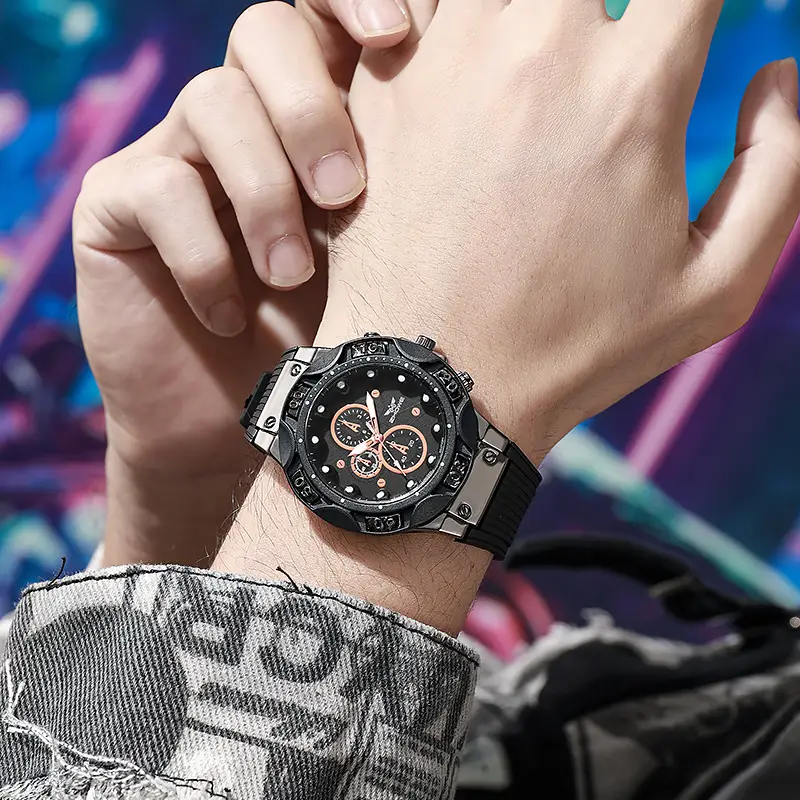 Men's Cross Brand Quartz Watch Brown Silicone Strap - Image 6