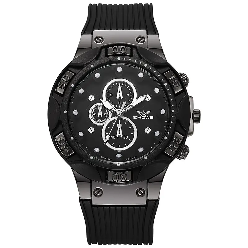 Men's Cross Brand Quartz Watch Brown Silicone Strap - Image 2