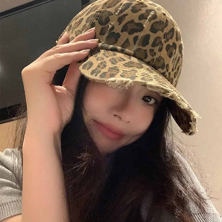 American Style Leopard Print Baseball Cap for Girls - Image 5