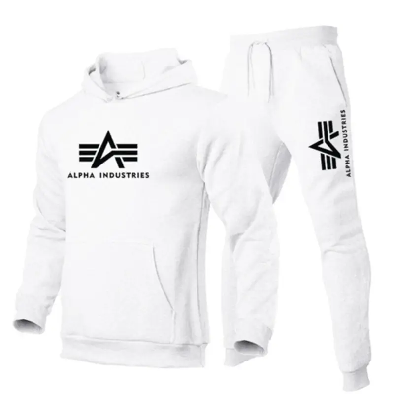 Men's Grey Alpha Industries Hooded Sweatshirt Suit - Image 7