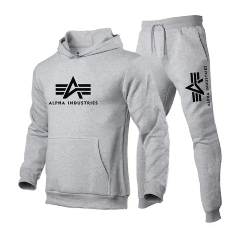 Men's Grey Alpha Industries Hooded Sweatshirt Suit — feature 10