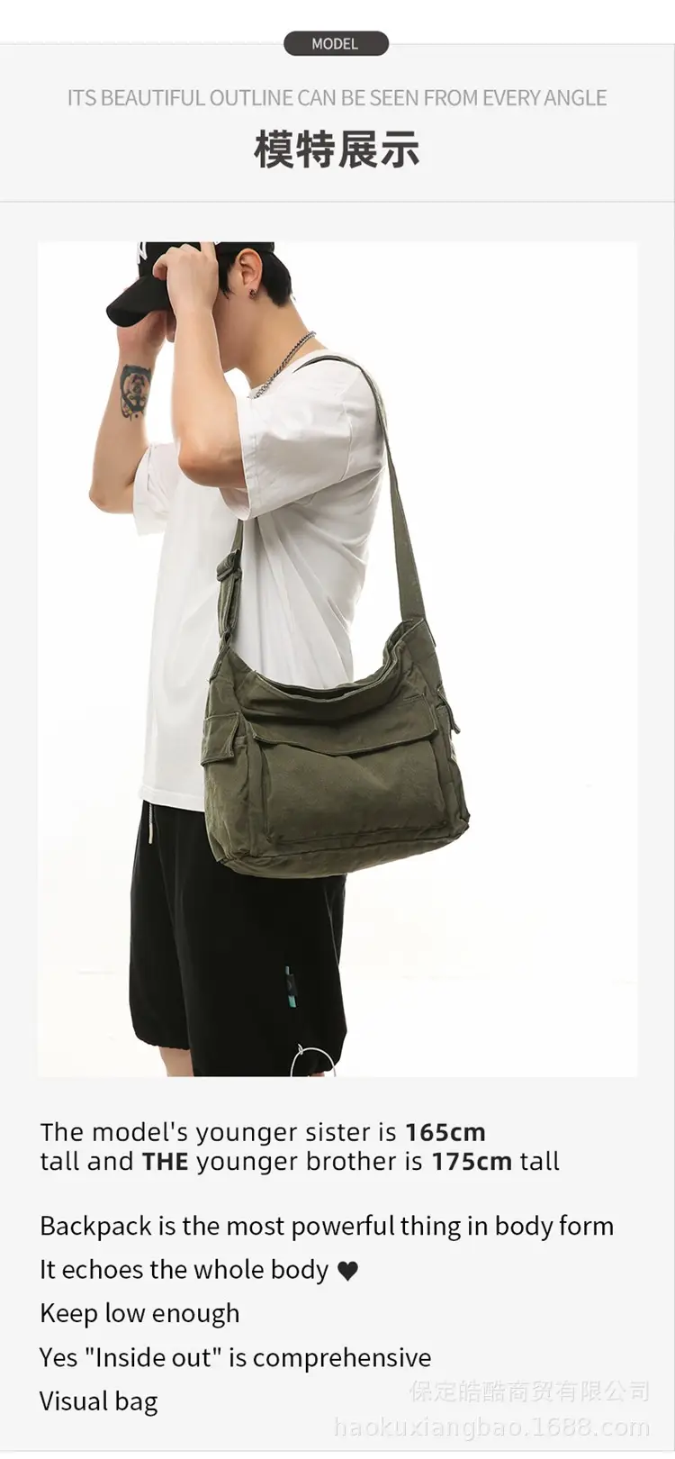 Black Large Capacity Shoulder Crossbody Bag for Women — feature 8