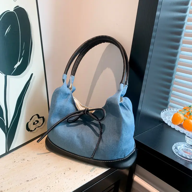 Korean Style White Black Bow Shoulder Bag - Image 3